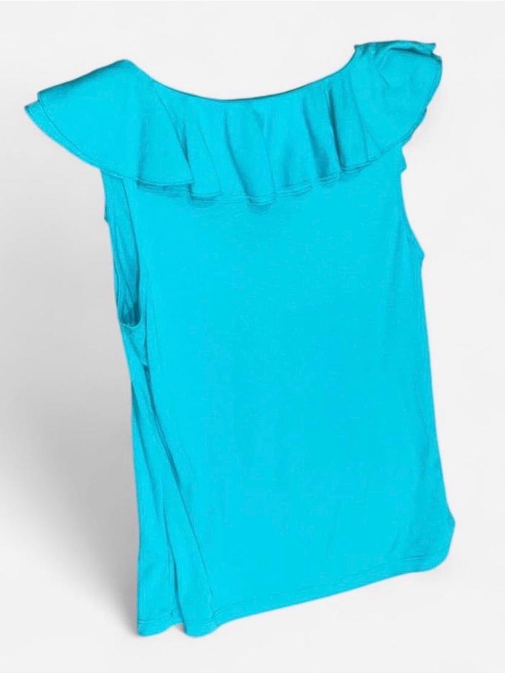 Chaps Turquoise Ruffle V-Neck Tank - Picture 4 of 6